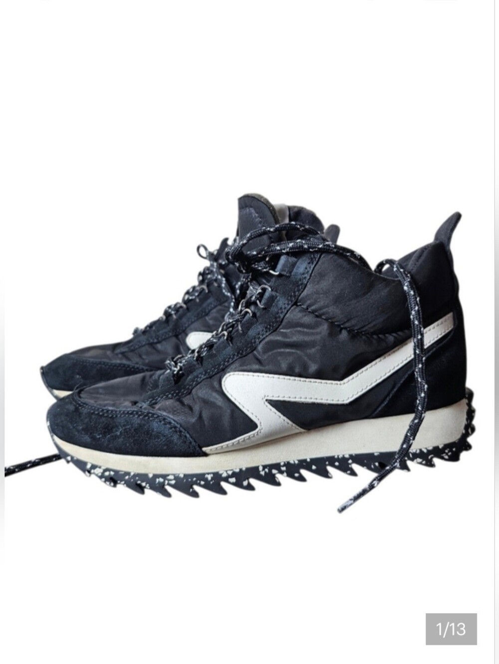 Rag & Bone Retro Hiker Black and White Suede High Top Sneakers Sz EU‎ 38 US 7.5